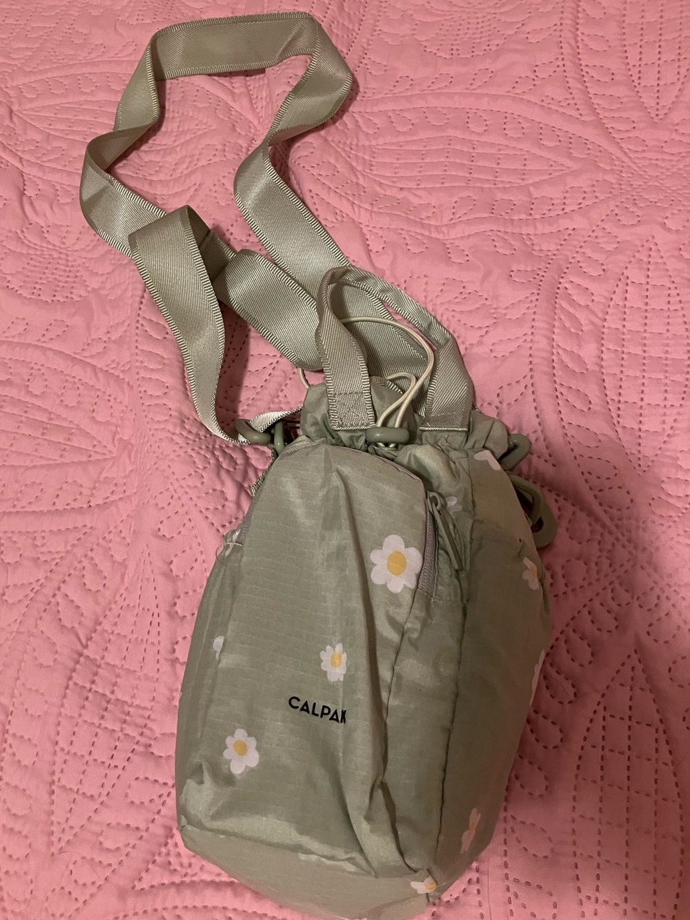 Calpak Sage Green Daisy Print Crossbody Bag